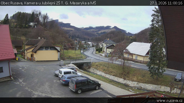 Obec Rusava - Kamera u Jubilejní ZŠ T. G. Masaryka a MŠ - 27.1.2026 v 11:00