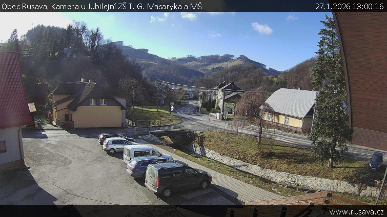 Obec Rusava - Kamera u Jubilejní ZŠ T. G. Masaryka a MŠ - 27.1.2026 v 13:00
