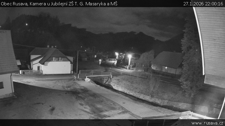 Obec Rusava - Kamera u Jubilejní ZŠ T. G. Masaryka a MŠ - 27.1.2026 v 22:00