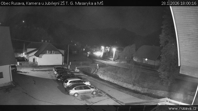 Obec Rusava - Kamera u Jubilejní ZŠ T. G. Masaryka a MŠ - 28.1.2026 v 18:00