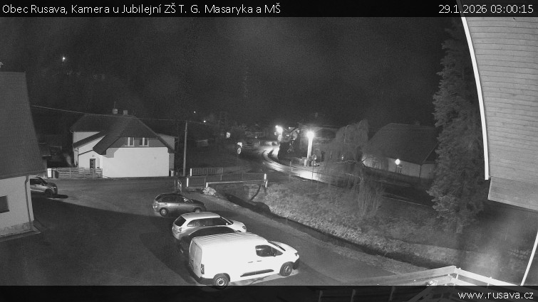 Obec Rusava - Kamera u Jubilejní ZŠ T. G. Masaryka a MŠ - 29.1.2026 v 03:00
