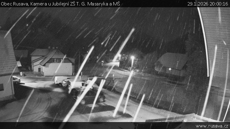 Obec Rusava - Kamera u Jubilejní ZŠ T. G. Masaryka a MŠ - 29.1.2026 v 20:00
