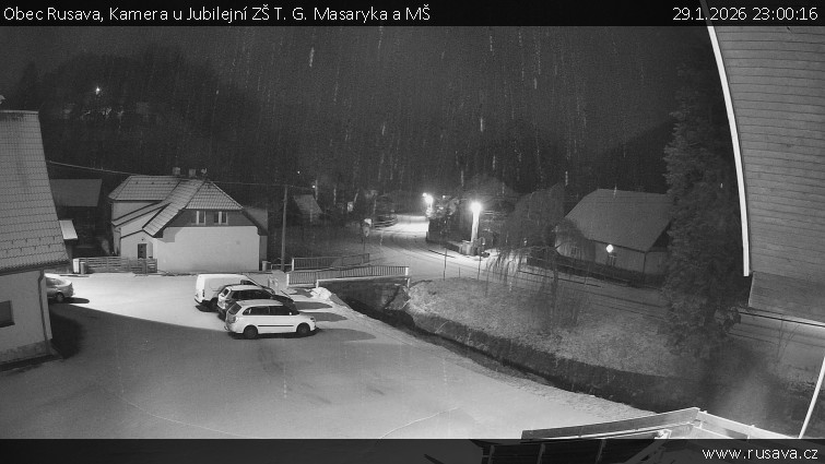 Obec Rusava - Kamera u Jubilejní ZŠ T. G. Masaryka a MŠ - 29.1.2026 v 23:00