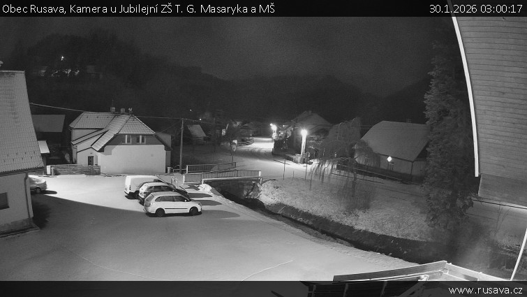 Obec Rusava - Kamera u Jubilejní ZŠ T. G. Masaryka a MŠ - 30.1.2026 v 03:00