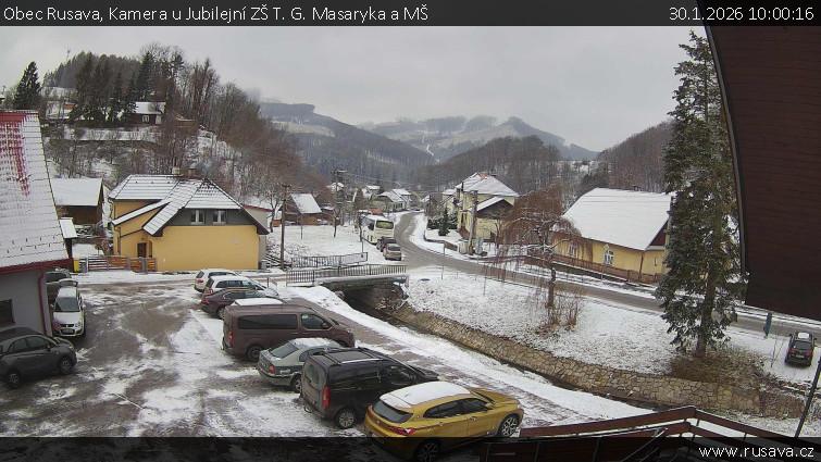 Obec Rusava - Kamera u Jubilejní ZŠ T. G. Masaryka a MŠ - 30.1.2026 v 10:00