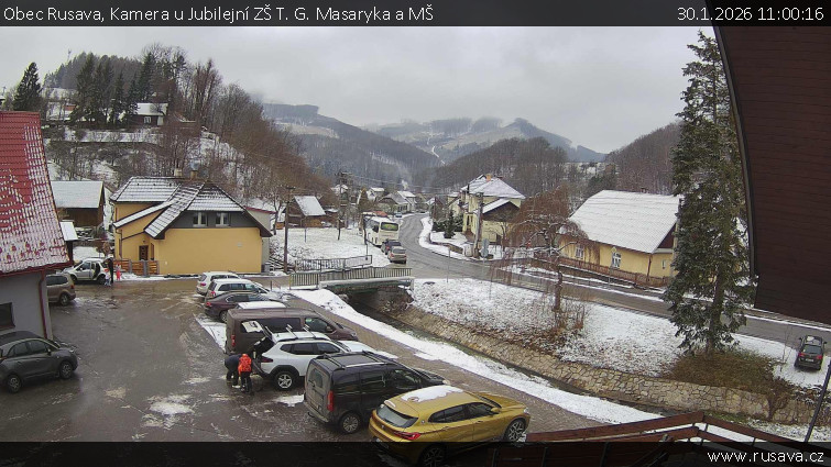 Obec Rusava - Kamera u Jubilejní ZŠ T. G. Masaryka a MŠ - 30.1.2026 v 11:00