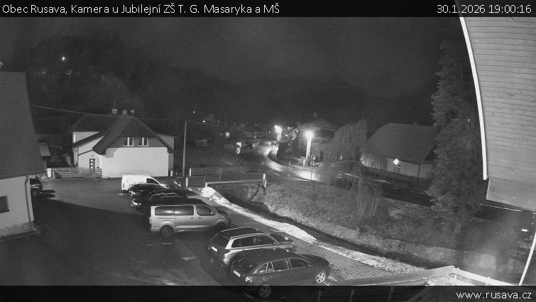 Obec Rusava - Kamera u Jubilejní ZŠ T. G. Masaryka a MŠ - 30.1.2026 v 19:00