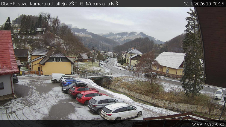 Obec Rusava - Kamera u Jubilejní ZŠ T. G. Masaryka a MŠ - 31.1.2026 v 10:00