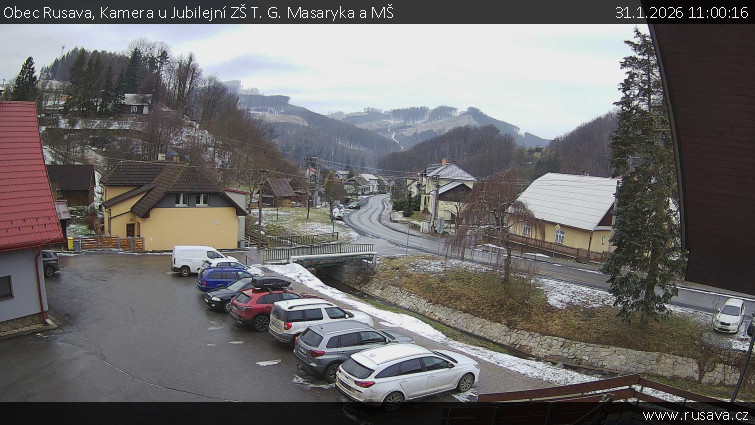 Obec Rusava - Kamera u Jubilejní ZŠ T. G. Masaryka a MŠ - 31.1.2026 v 11:00