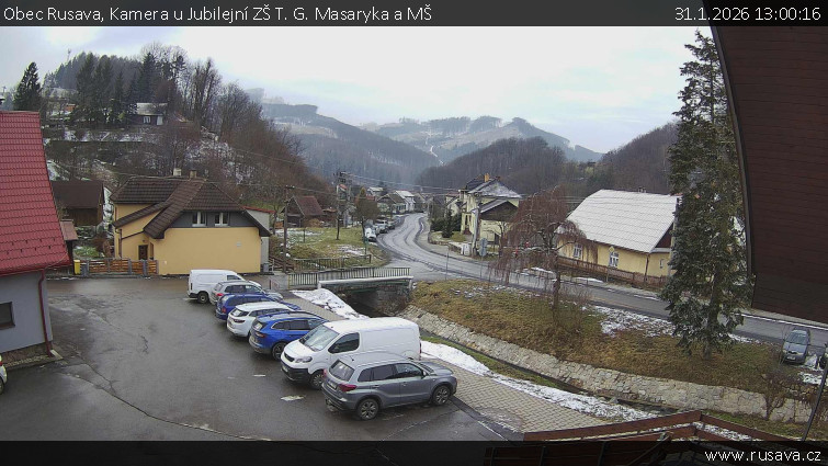 Obec Rusava - Kamera u Jubilejní ZŠ T. G. Masaryka a MŠ - 31.1.2026 v 13:00