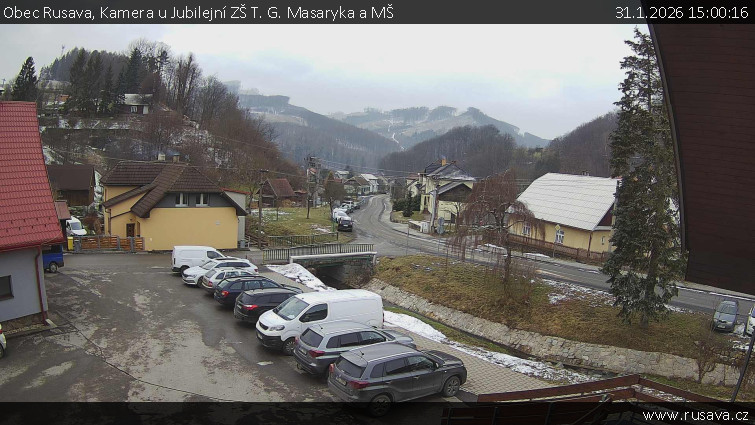 Obec Rusava - Kamera u Jubilejní ZŠ T. G. Masaryka a MŠ - 31.1.2026 v 15:00