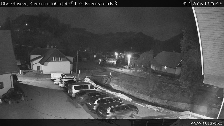 Obec Rusava - Kamera u Jubilejní ZŠ T. G. Masaryka a MŠ - 31.1.2026 v 19:00