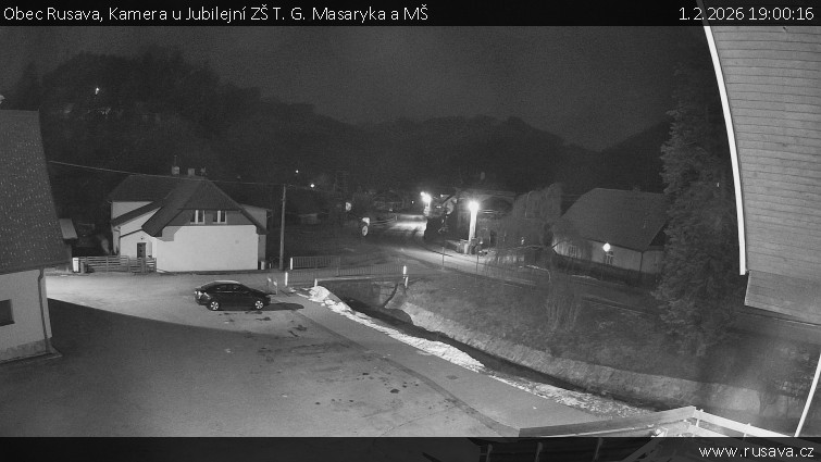 Obec Rusava - Kamera u Jubilejní ZŠ T. G. Masaryka a MŠ - 1.2.2026 v 19:00