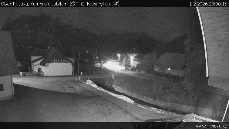 Obec Rusava - Kamera u Jubilejní ZŠ T. G. Masaryka a MŠ - 1.2.2026 v 20:00