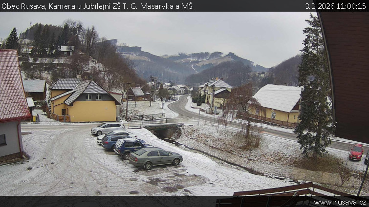 Obec Rusava - Kamera u Jubilejní ZŠ T. G. Masaryka a MŠ - 3.2.2026 v 11:00
