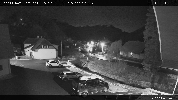Obec Rusava - Kamera u Jubilejní ZŠ T. G. Masaryka a MŠ - 3.2.2026 v 21:00