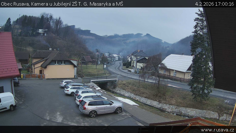 Obec Rusava - Kamera u Jubilejní ZŠ T. G. Masaryka a MŠ - 4.2.2026 v 17:00