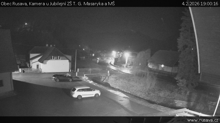 Obec Rusava - Kamera u Jubilejní ZŠ T. G. Masaryka a MŠ - 4.2.2026 v 19:00