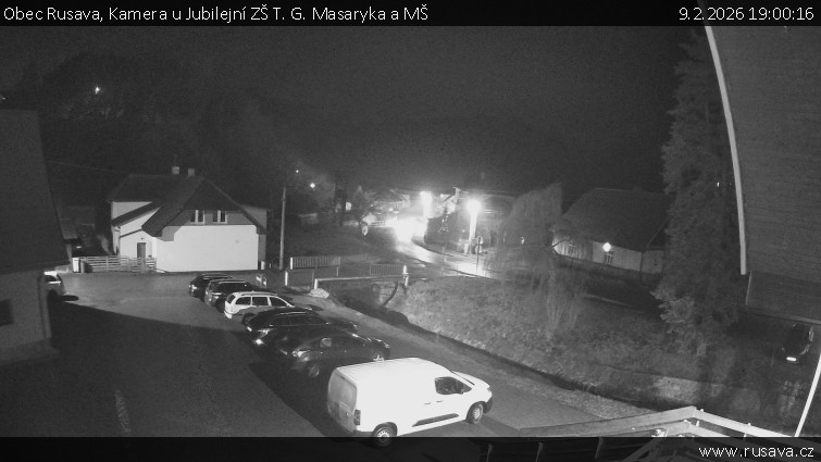 Obec Rusava - Kamera u Jubilejní ZŠ T. G. Masaryka a MŠ - 9.2.2026 v 19:00