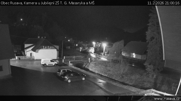 Obec Rusava - Kamera u Jubilejní ZŠ T. G. Masaryka a MŠ - 11.2.2026 v 21:00