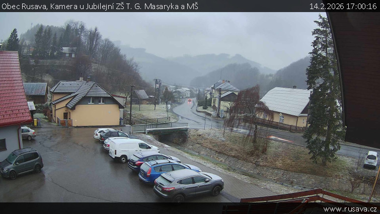 Obec Rusava - Kamera u Jubilejní ZŠ T. G. Masaryka a MŠ - 14.2.2026 v 17:00