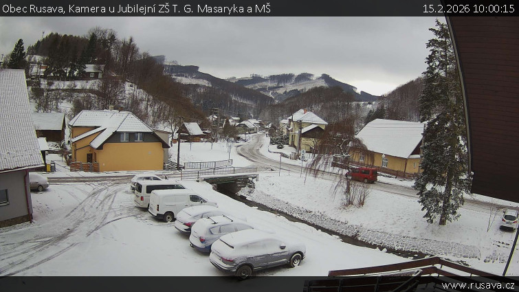 Obec Rusava - Kamera u Jubilejní ZŠ T. G. Masaryka a MŠ - 15.2.2026 v 10:00