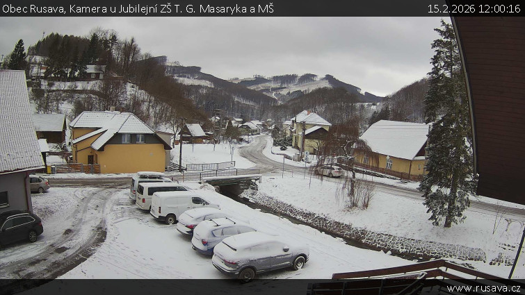 Obec Rusava - Kamera u Jubilejní ZŠ T. G. Masaryka a MŠ - 15.2.2026 v 12:00