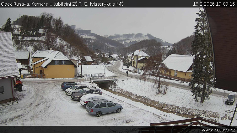 Obec Rusava - Kamera u Jubilejní ZŠ T. G. Masaryka a MŠ - 16.2.2026 v 10:00