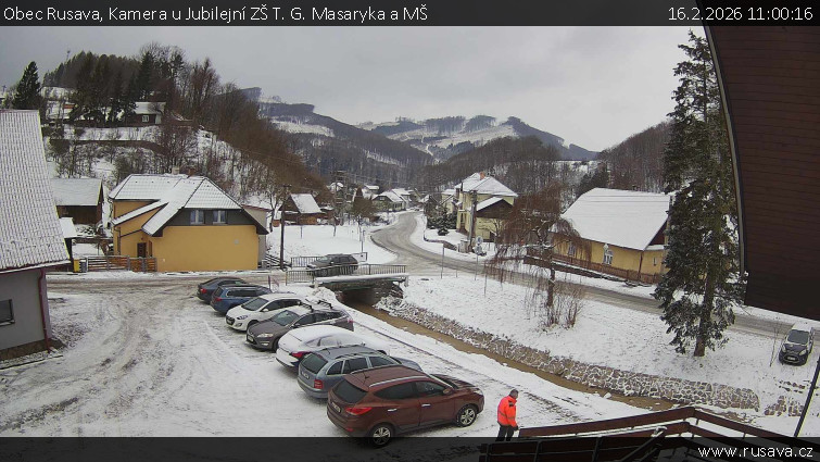 Obec Rusava - Kamera u Jubilejní ZŠ T. G. Masaryka a MŠ - 16.2.2026 v 11:00