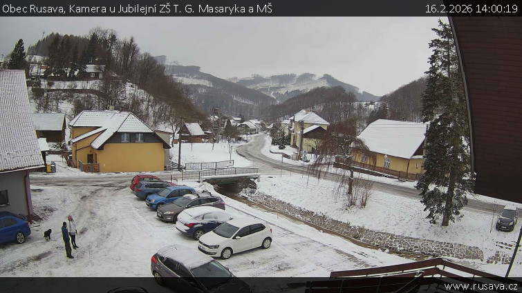 Obec Rusava - Kamera u Jubilejní ZŠ T. G. Masaryka a MŠ - 16.2.2026 v 14:00
