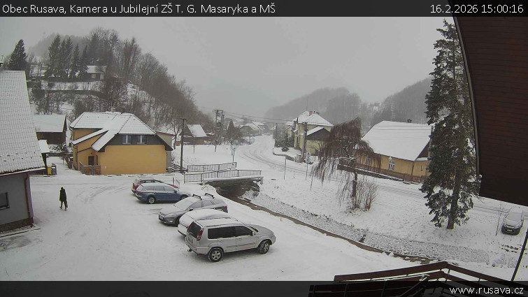 Obec Rusava - Kamera u Jubilejní ZŠ T. G. Masaryka a MŠ - 16.2.2026 v 15:00