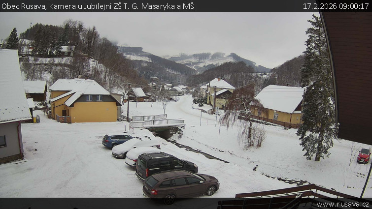 Obec Rusava - Kamera u Jubilejní ZŠ T. G. Masaryka a MŠ - 17.2.2026 v 09:00