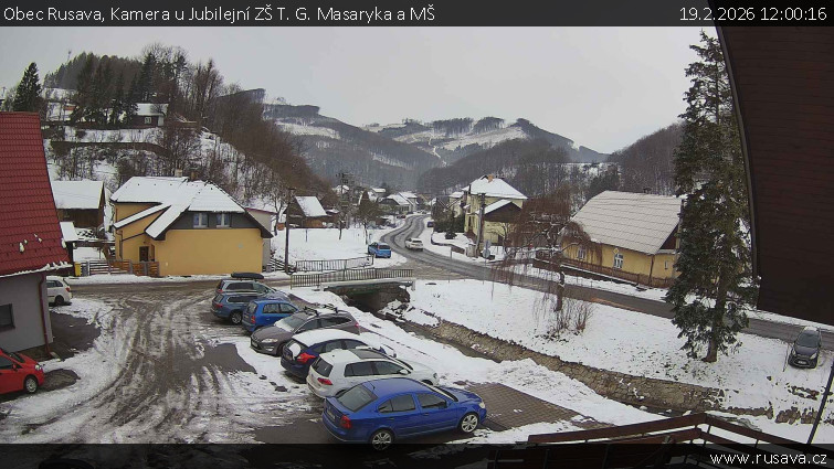 Obec Rusava - Kamera u Jubilejní ZŠ T. G. Masaryka a MŠ - 19.2.2026 v 12:00