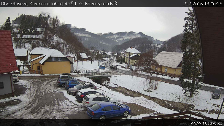 Obec Rusava - Kamera u Jubilejní ZŠ T. G. Masaryka a MŠ - 19.2.2026 v 13:00