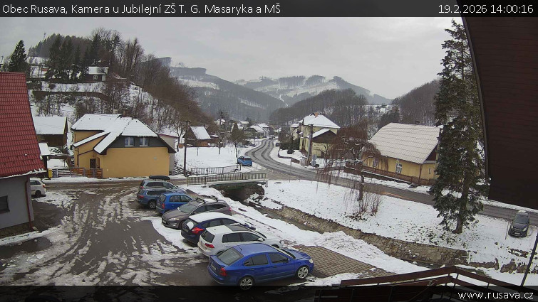 Obec Rusava - Kamera u Jubilejní ZŠ T. G. Masaryka a MŠ - 19.2.2026 v 14:00