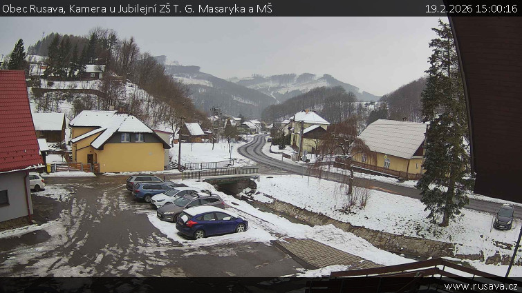 Obec Rusava - Kamera u Jubilejní ZŠ T. G. Masaryka a MŠ - 19.2.2026 v 15:00