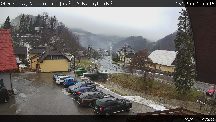 Obec Rusava - Kamera u Jubilejní ZŠ T. G. Masaryka a MŠ - 23.2.2026 v 09:00