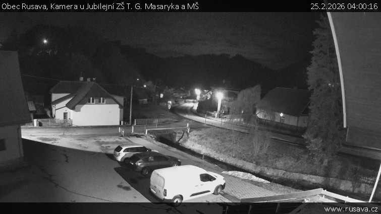 Obec Rusava - Kamera u Jubilejní ZŠ T. G. Masaryka a MŠ - 25.2.2026 v 04:00