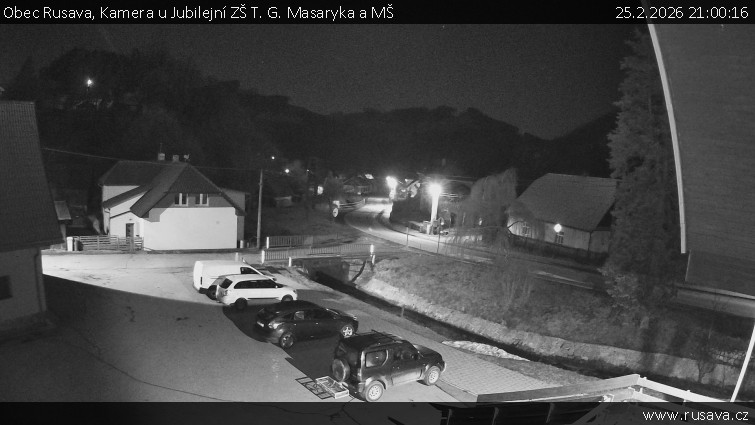 Obec Rusava - Kamera u Jubilejní ZŠ T. G. Masaryka a MŠ - 25.2.2026 v 21:00