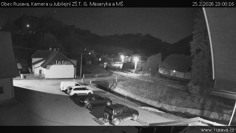Obec Rusava - Kamera u Jubilejní ZŠ T. G. Masaryka a MŠ - 25.2.2026 v 23:00