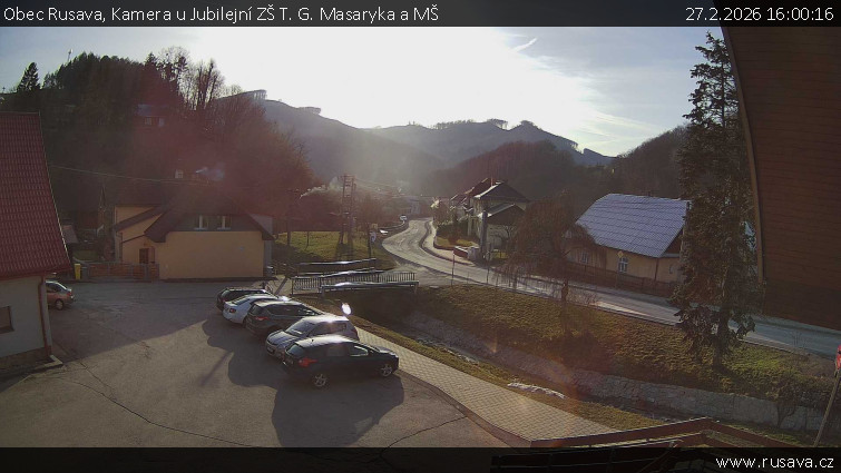 Obec Rusava - Kamera u Jubilejní ZŠ T. G. Masaryka a MŠ - 27.2.2026 v 16:00