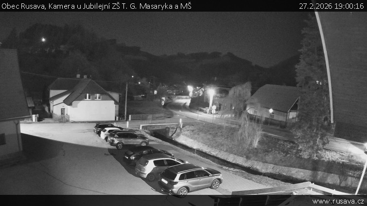 Obec Rusava - Kamera u Jubilejní ZŠ T. G. Masaryka a MŠ - 27.2.2026 v 19:00