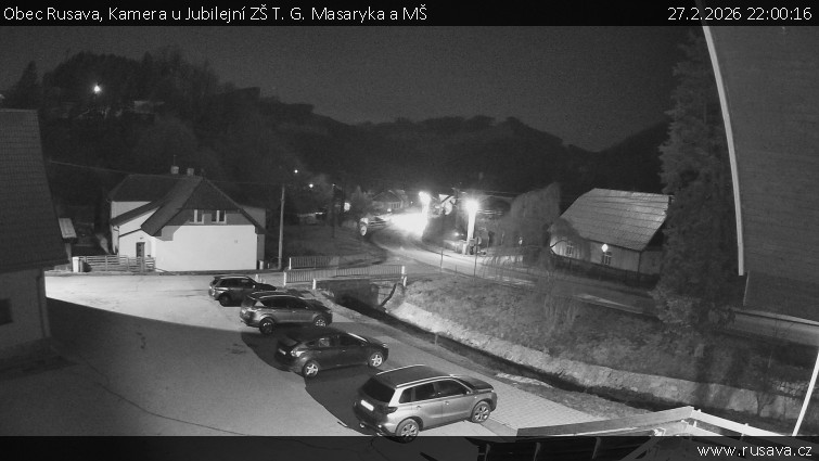 Obec Rusava - Kamera u Jubilejní ZŠ T. G. Masaryka a MŠ - 27.2.2026 v 22:00