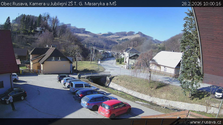 Obec Rusava - Kamera u Jubilejní ZŠ T. G. Masaryka a MŠ - 28.2.2026 v 10:00