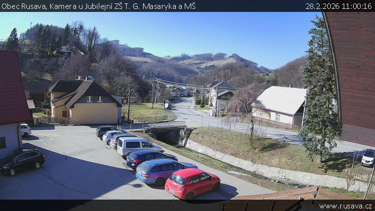 Obec Rusava - Kamera u Jubilejní ZŠ T. G. Masaryka a MŠ - 28.2.2026 v 11:00