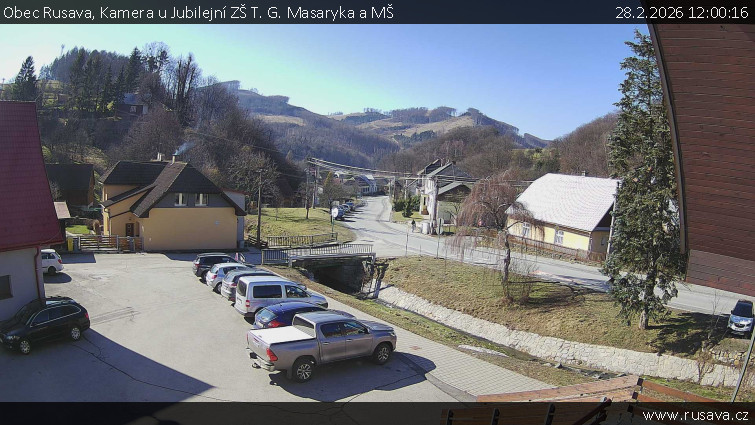 Obec Rusava - Kamera u Jubilejní ZŠ T. G. Masaryka a MŠ - 28.2.2026 v 12:00
