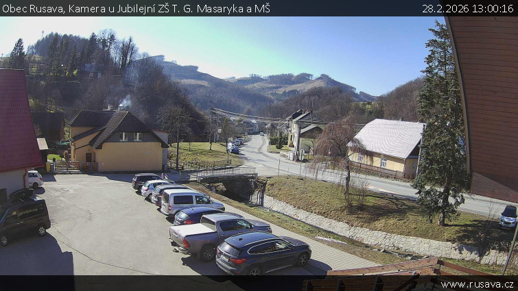 Obec Rusava - Kamera u Jubilejní ZŠ T. G. Masaryka a MŠ - 28.2.2026 v 13:00