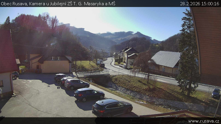 Obec Rusava - Kamera u Jubilejní ZŠ T. G. Masaryka a MŠ - 28.2.2026 v 15:00