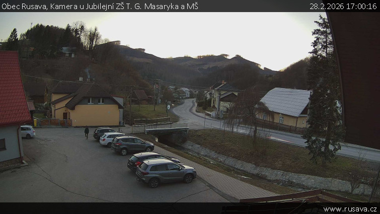 Obec Rusava - Kamera u Jubilejní ZŠ T. G. Masaryka a MŠ - 28.2.2026 v 17:00