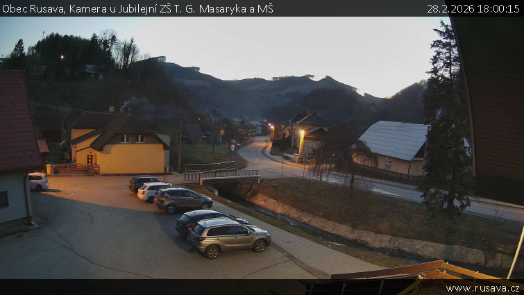 Obec Rusava - Kamera u Jubilejní ZŠ T. G. Masaryka a MŠ - 28.2.2026 v 18:00